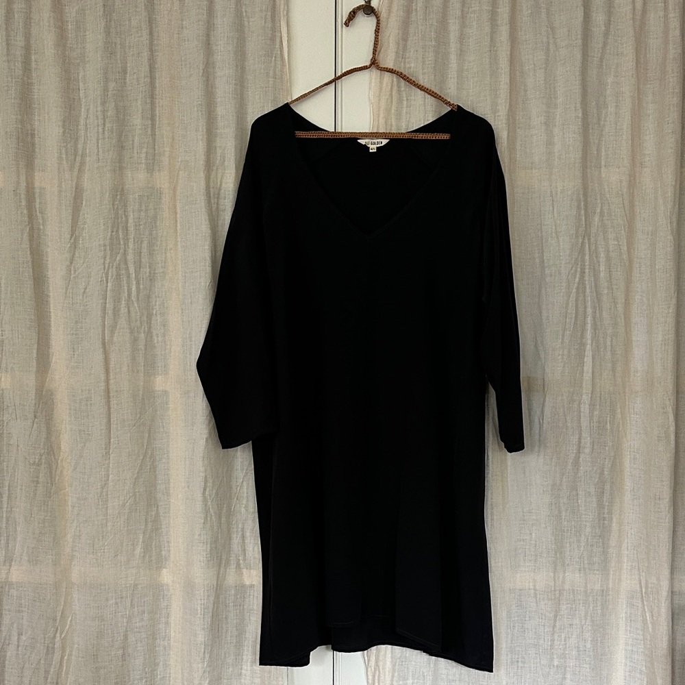 Ali Golden Black Long Sleeve Silk Dress